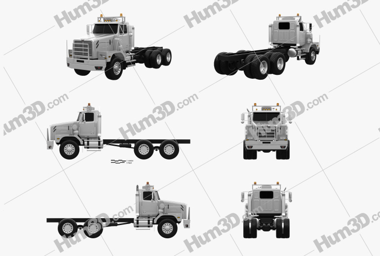 Western Star 6900 XD Chassis Truck 2020 Blueprint Template