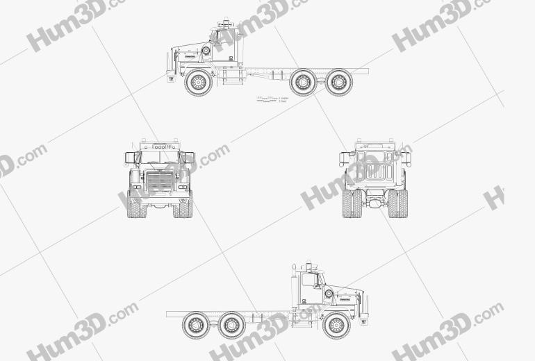Western Star 6900 XD Chassis Truck 2020 Blueprint