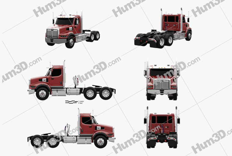 Western Star 49X SB Day Cab Tractor Truck 2022 Blueprint Template
