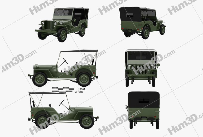 Willys MB 1941 Blueprint Template