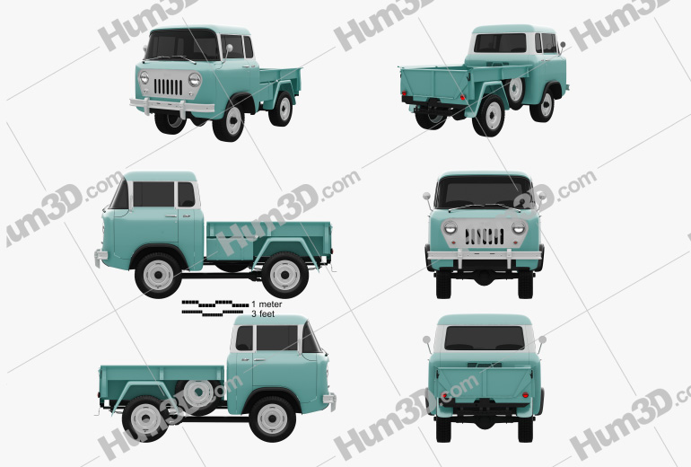 Willys Jeep FC-150 Forward Control 1957 Blueprint Template