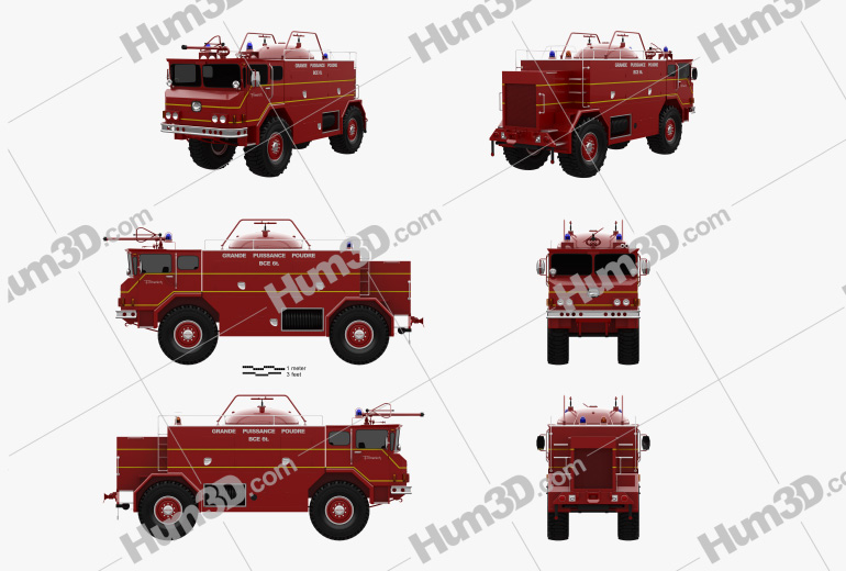 Yankee-Walter PLF 6000 Dry Powder Fire Truck 1972 Blueprint Template