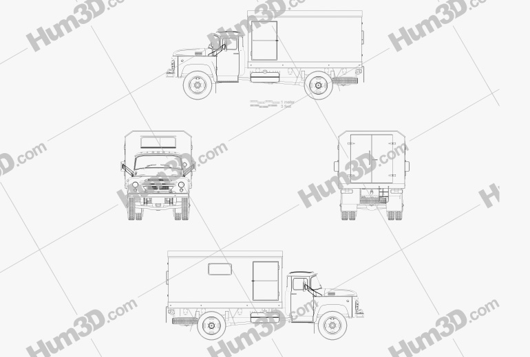 ZIL 130 Service Truck 1994 Blueprint