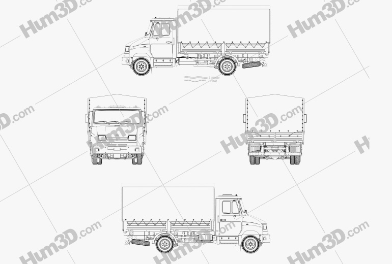 ZIL Bychok 5301 AO Truck 1996 Blueprint