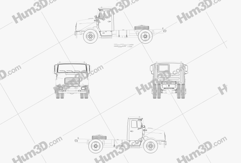 ZiL 43276T Camión Tractor 2015 Blueprint