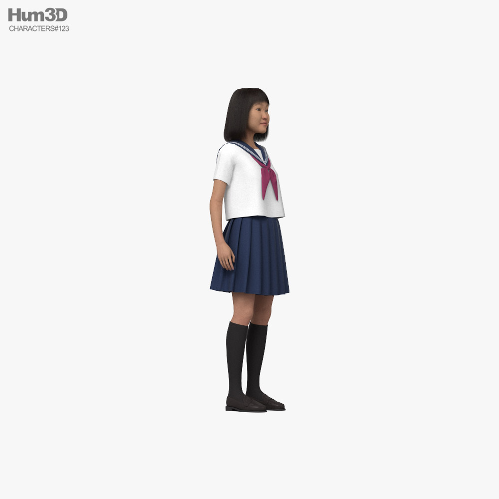 Japanese Schoolgirl 3D model - Download Characters on 3DModels.org