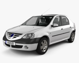 Dacia Logan с детальным интерьером 2008 3D модель