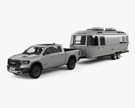 Dodge Ram 1500 Crew Cab Rebel with Airstream Land Yacht Trailer 2022 3D model
