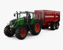 Fendt 826 Vario Tractor with Farm Trailer 3D model