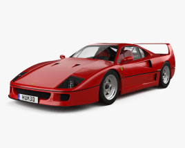 Ferrari F40 mit Innenraum und Motor 1987 3D-Modell