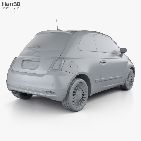 Fiat 500 with HQ interior 2018 3D model