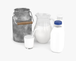 Conjunto de garrafa de leite Modelo 3d