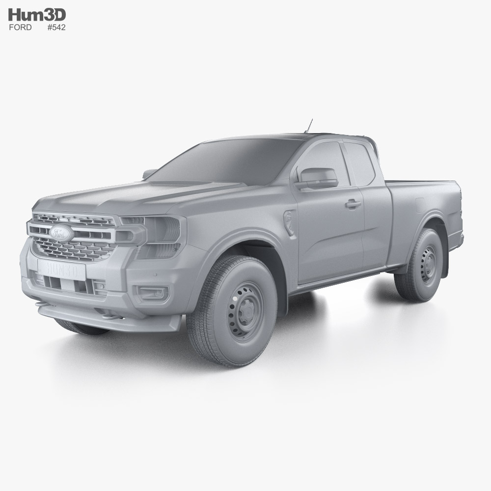 Ford Ranger Extended Cab XL 2024 3D model - Download Vehicles on