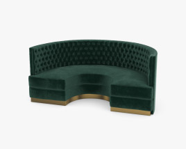 Brabbu Bourbon Round Velvet Green Button Tufted Sofa with Matte Brass Base Modello 3D