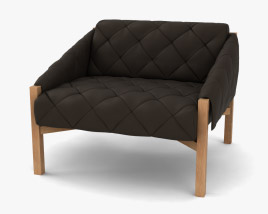 CB2 Abruzzo Black Tufted Кожаное кресло 3D модель
