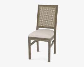 Деревянный стул с ротанговой спинкой 3D модель