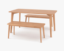 Made Fjord Table à Manger and Banc set Modèle 3D