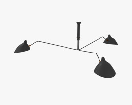 Serge Mouille Three Arm Lampe de plafond Modèle 3D