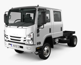 Isuzu NPS 300 Crew Cab Chassis Truck with HQ interior 2018 3D model