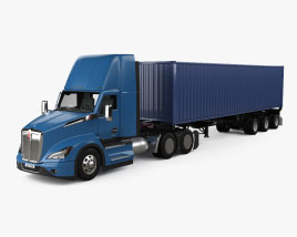 Kenworth T680 Day Cab with Trailer and Container 2024 3D модель