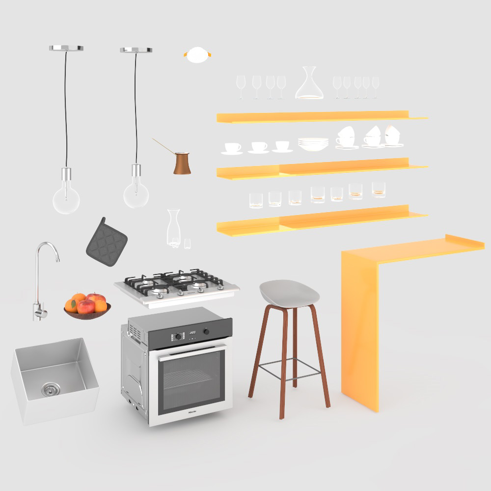 Venice Micro Contemporary Kitchen Design Medium Modelo 3D - Baixar  Mobiliário no