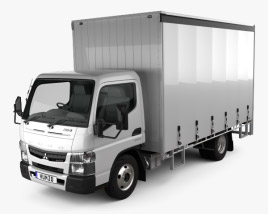 Mitsubishi Fuso Canter (615) Wide 单人驾驶室 Curtain Sider Truck 2019 3D模型