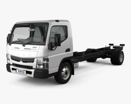 Mitsubishi Fuso Canter (918) Wide Cabine Simple Camion Châssis avec Intérieur 2019 Modèle 3D