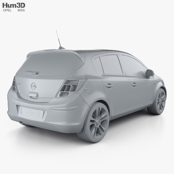 Opel Corsa D 5-door 2011 3D model - Download Vehicles on