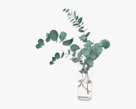 Eucalyptus Stems in Glass Vase 3D модель
