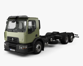 Renault D Wide Camion Châssis 3 essieux avec Intérieur 2016 Modèle 3D