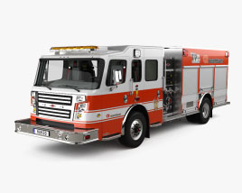 Rosenbauer TP3 Pumper Feuerwehrauto mit Innenraum 2018 3D-Modell