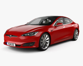 Tesla Model S mit Innenraum 2015 3D-Modell