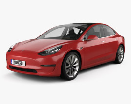 Tesla Model 3 mit Innenraum 2021 3D-Modell
