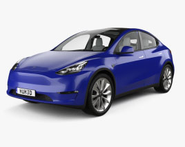 Tesla Model Y с детальным интерьером 2024 3D модель