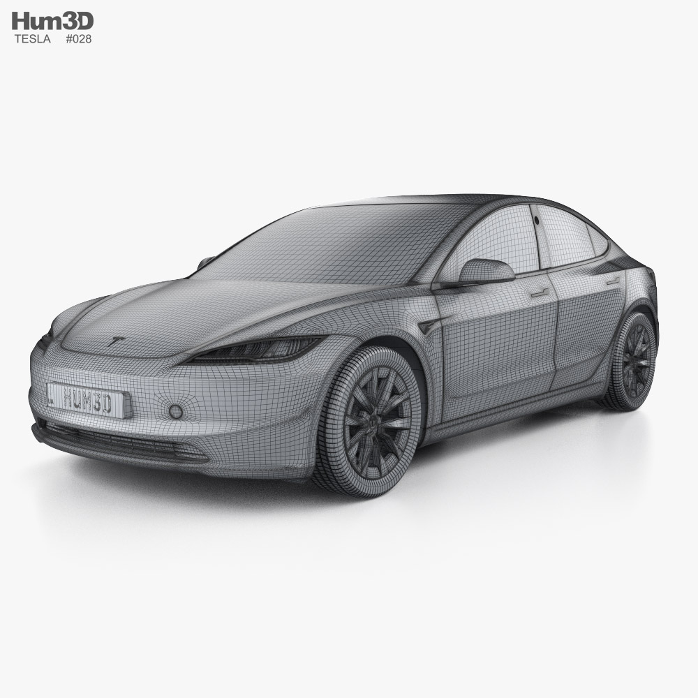 Tesla Model 3 Performance 2024 3D-Modell - Herunterladen Fahrzeuge on