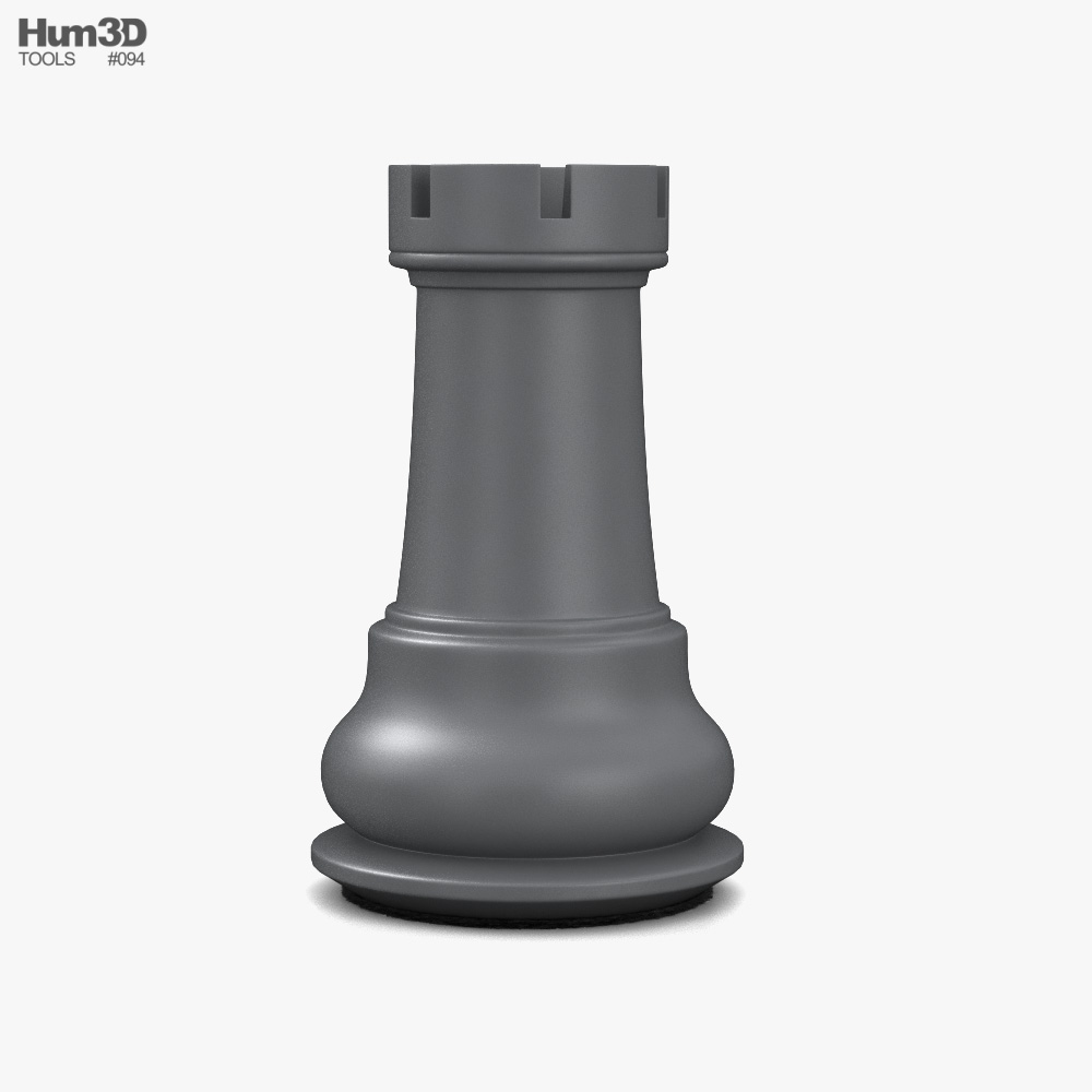 Torre de xadrez em um fundo branco. renderização em 3d.