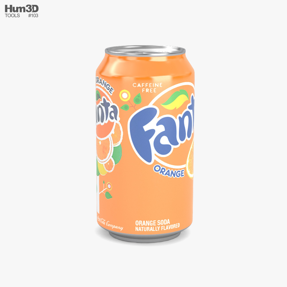 Fanta Orange Can 12 FL 3D model - Download Food on