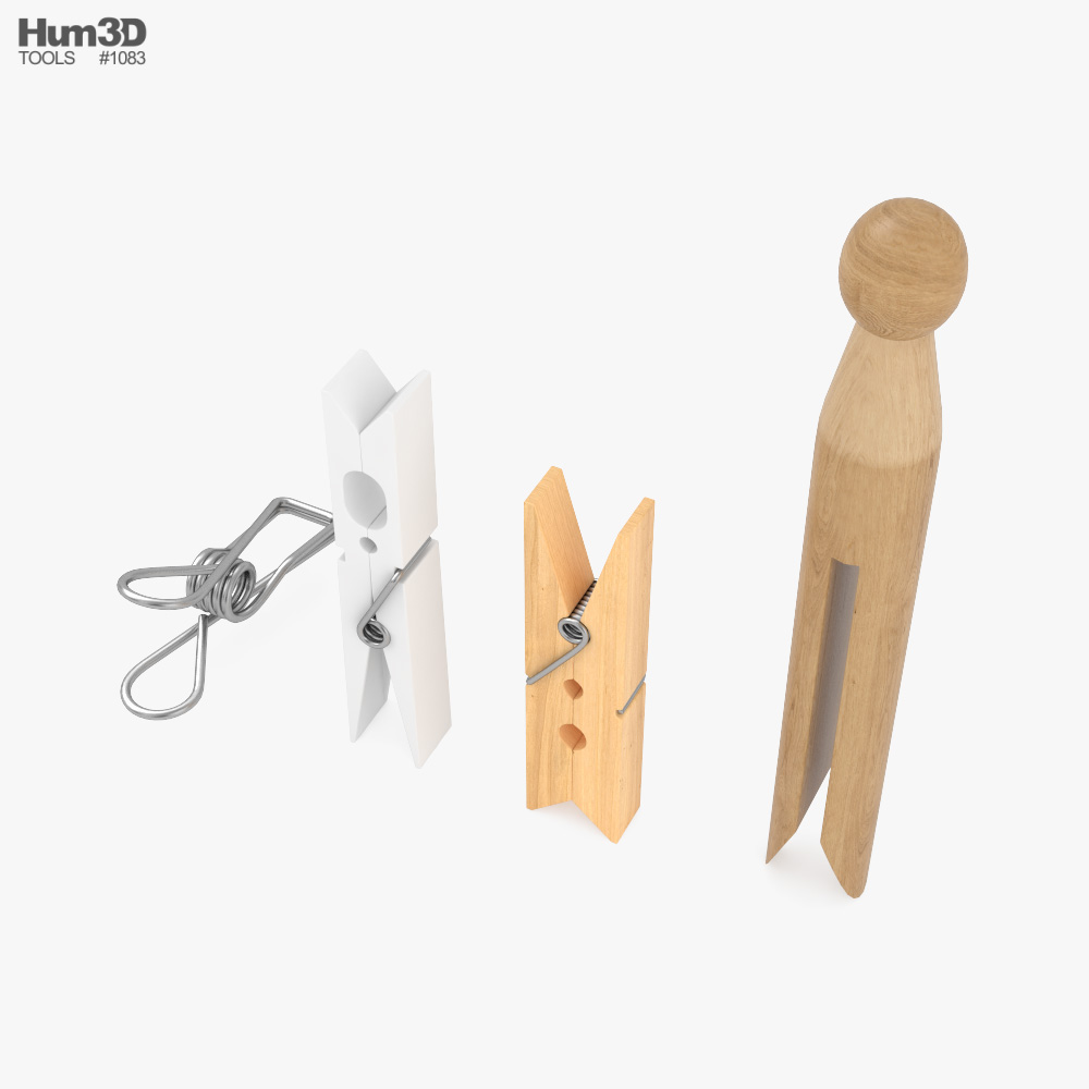 Wooden Clothespins 3D model