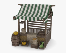 Средневековая рыночная палатка 3D модель