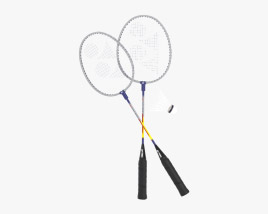 Badminton Racket and Shuttlecock 3D model