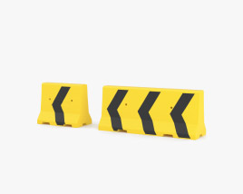 콘크리트 장벽 노란색-검정색 화살표 3D 모델 