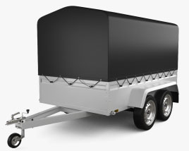 Covered Box Car Trailer 2-axle 2024 3D 모델 