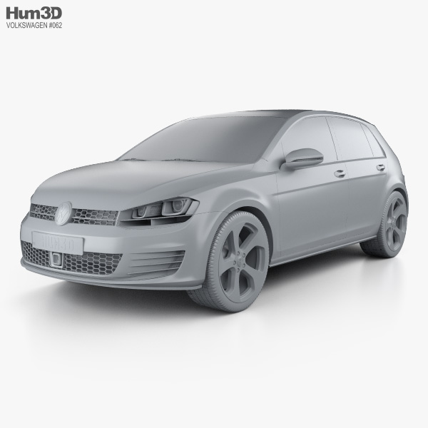 Volkswagen Golf 5-door GTI 2016 3D model - Download Vehicles on
