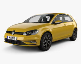 Volkswagen Golf 5ドア ハッチバック HQインテリアと 2021 3Dモデル