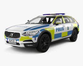 Volvo V90 Полиция Швеции с детальным интерьером 2024 3D модель
