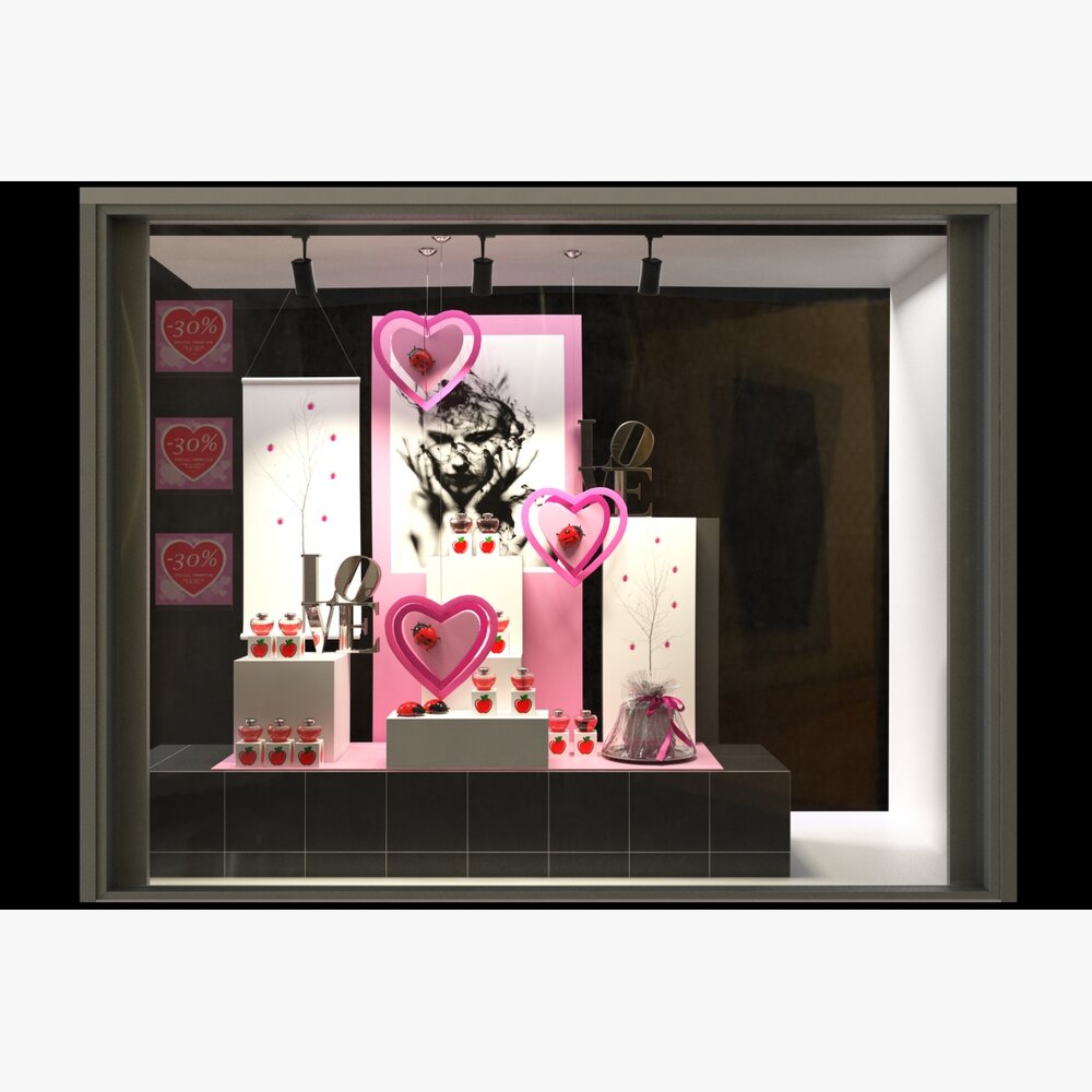 Valentine's Day Theme Storefront Modelo 3d